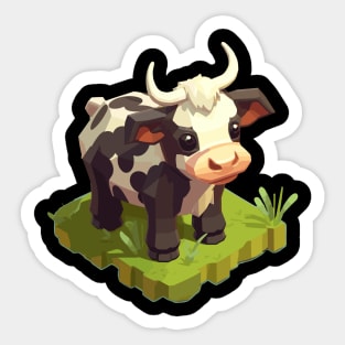 Udderly Delightful Chibi Isometric Cow Sticker